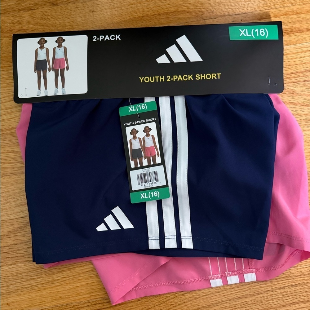 adidas Kids Shorts 2-Pack - Navy and Pink